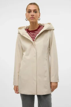 Vero Moda Abrigo mide efecto neopreno Beige Hot