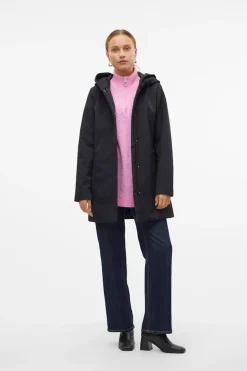 Vero Moda Abrigo mide efecto neopreno Negro Outlet