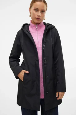 Vero Moda Abrigo mide efecto neopreno Negro Outlet