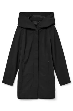 Vero Moda Abrigo mide efecto neopreno Negro Outlet