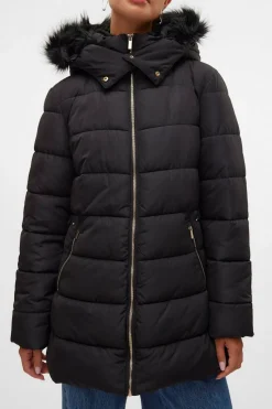 Vero Moda Abrigo midi acolchado Negro Clearance