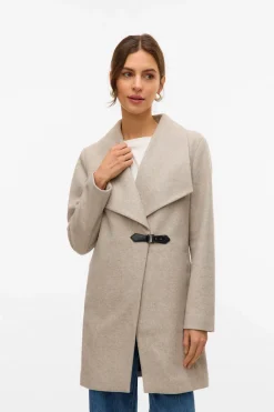 Vero Moda Abrigo midi de paño Beige Discount