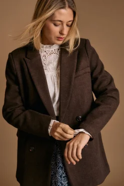 Polín Et Moi Abrigo paño Amaia Marr&oacute;n oscuro Online