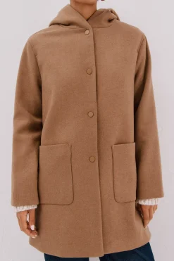 Cortefiel Abrigo paño capucha Beige New