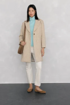 Pedro del Hierro Abrigo recto tejido espiga Beige Hot