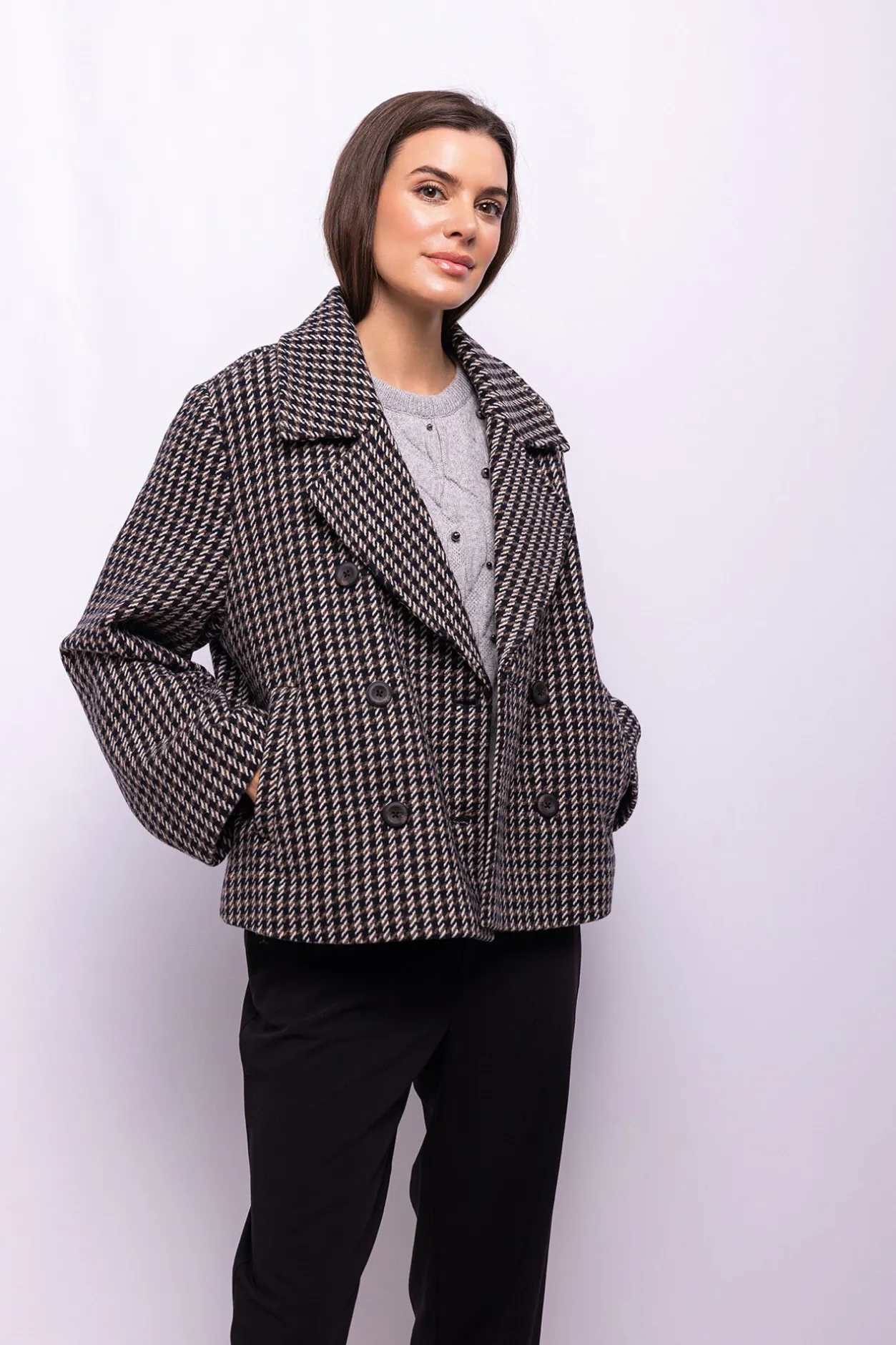 Object Abrigo tweed cuadros Multicolor Outlet