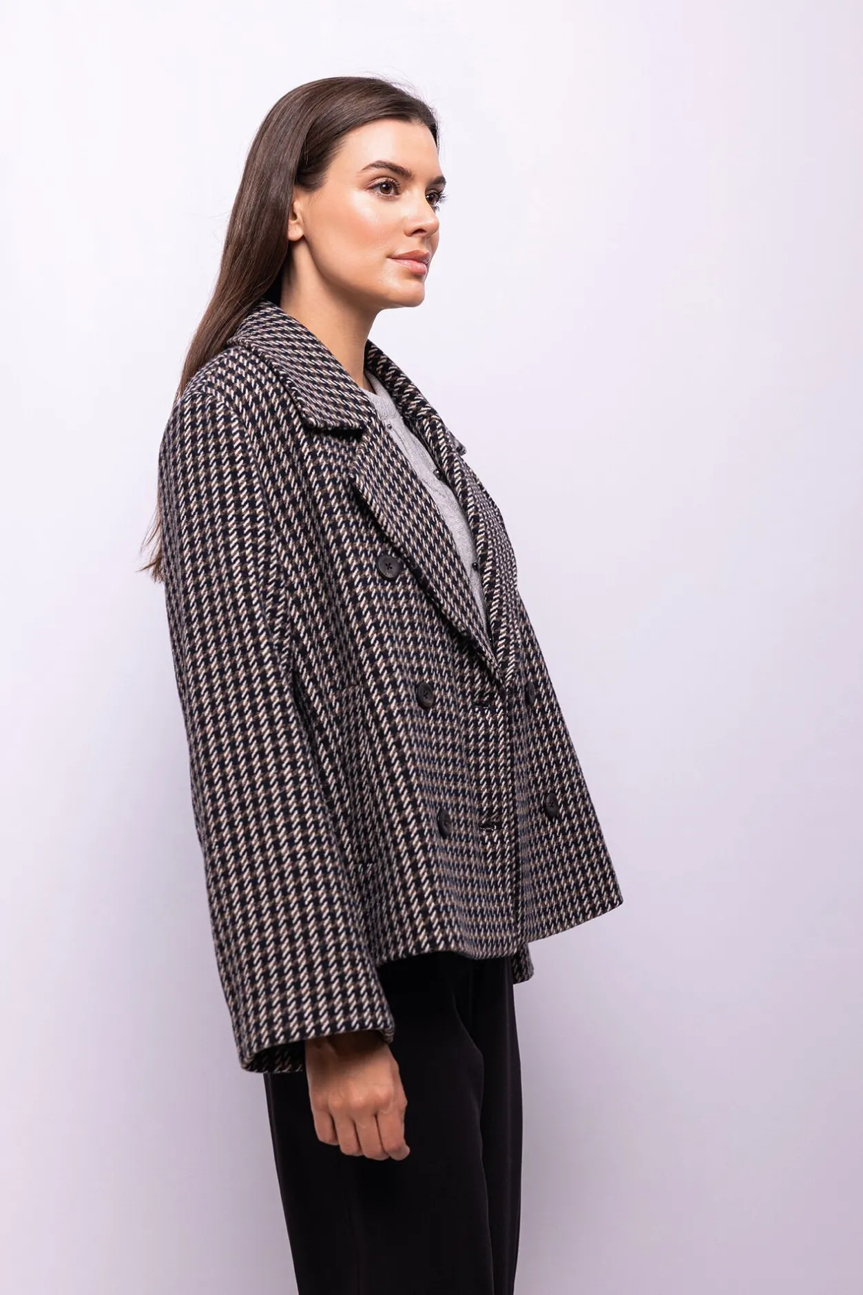 Object Abrigo tweed cuadros Multicolor Outlet