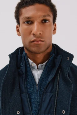 Cortefiel Abrigo vistas desmontables Azul marino Clearance