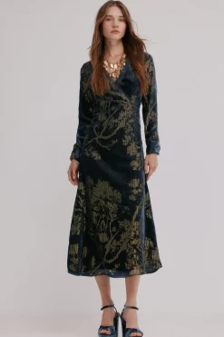 Hoss Intropia Adriana. Vestido jacquard Estampado azul Hot