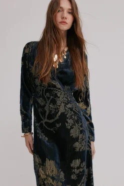 Hoss Intropia Adriana. Vestido jacquard Estampado azul Hot