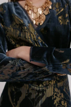 Hoss Intropia Adriana. Vestido jacquard Estampado azul Hot