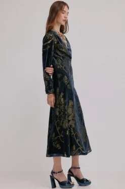 Hoss Intropia Adriana. Vestido jacquard Estampado azul Hot