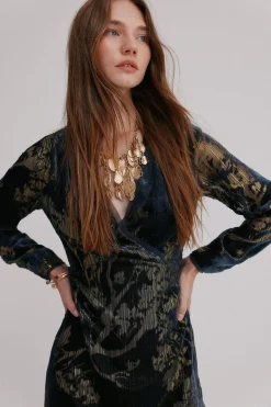 Hoss Intropia Adriana. Vestido jacquard Estampado azul Hot