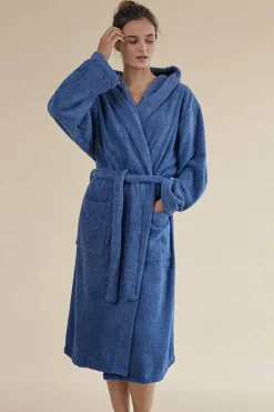 Textura Albornoz capucha azul Online