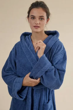 Textura Albornoz capucha azul Online