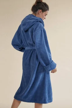 Textura Albornoz capucha azul Online