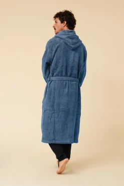 Textura Albornoz capucha azul Online