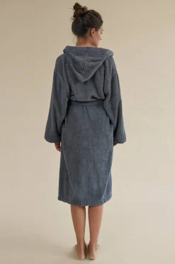 Textura Albornoz rizo algodón capucha unisex gris Best