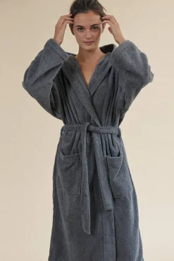 Textura Albornoz rizo algodón capucha unisex gris Best