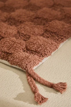 Calma House Alfombra de baño a cuadros en tono tierra Oslo naranja Online