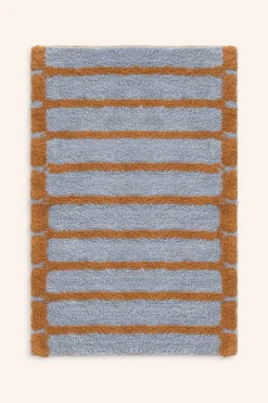 Calma House Alfombra de baño a rayas es Saturno azul Sale