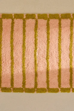 Calma House Alfombra de baño a rayas s Saturno rosa