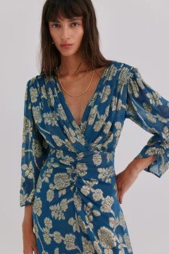 Hoss Intropia Amanda. Vestido jacquard Estampado azul Online