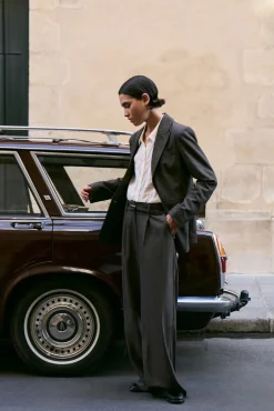 Vila Americana blazer de cuadros Marr&oacute;n Online