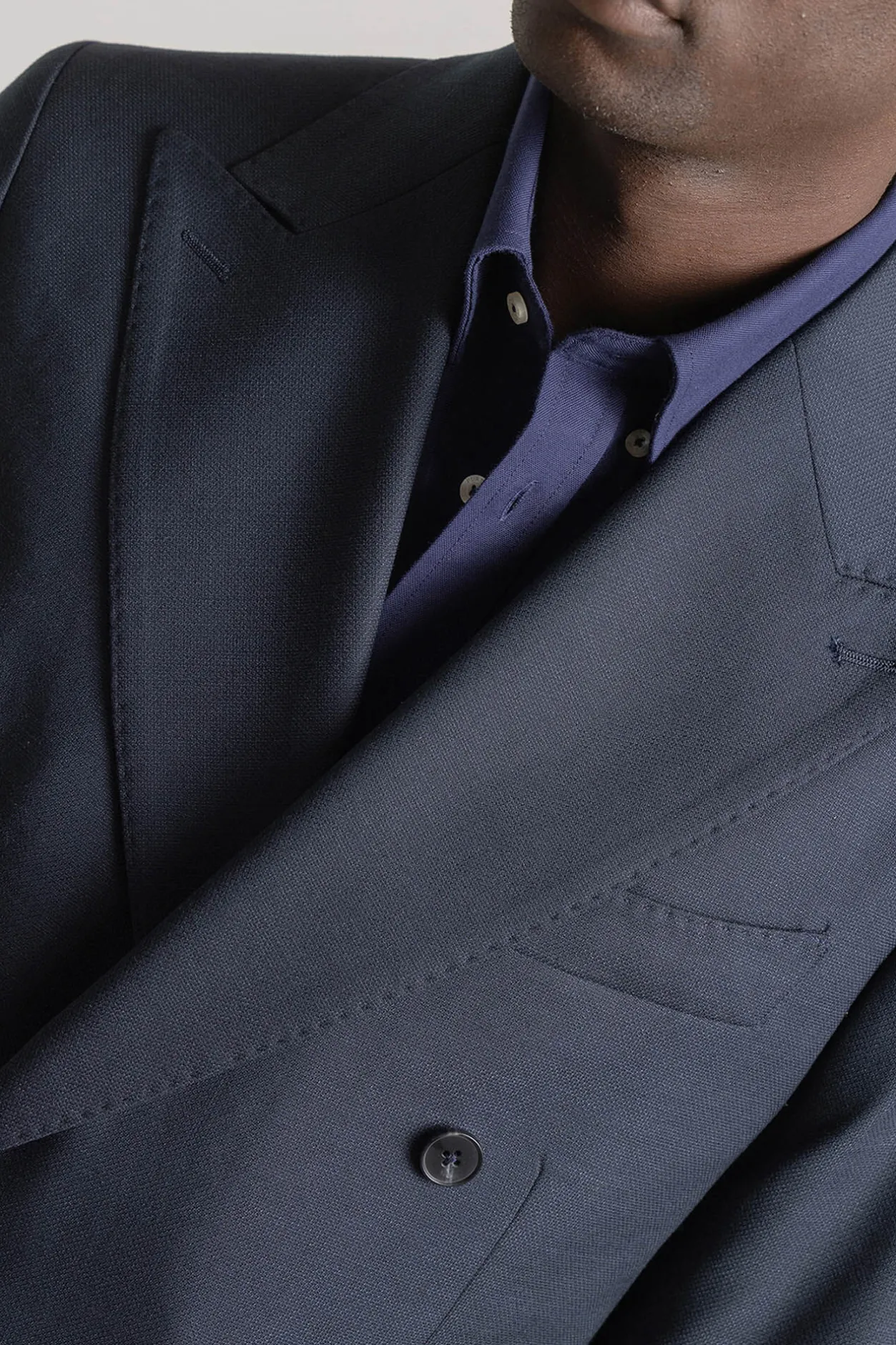 PuroEGO Americana cruzada slim fit Azul marino Clearance