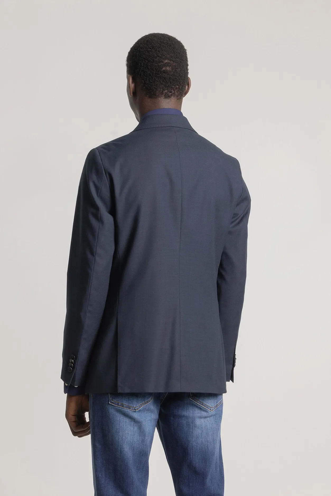 PuroEGO Americana cruzada slim fit Azul marino Clearance