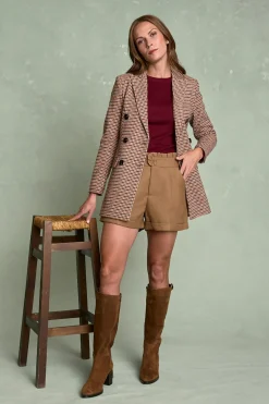 Polín Et Moi Americana cuadros Hatty Estampado marr&oacute;n Clearance