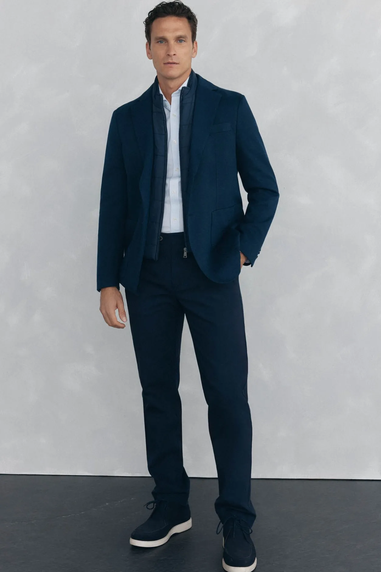 Pedro del Hierro Americana de punto básica vistas desmontables Azul Best