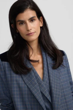 Silbon Americana detalles terciopelo cuadros Azul oscuro Clearance