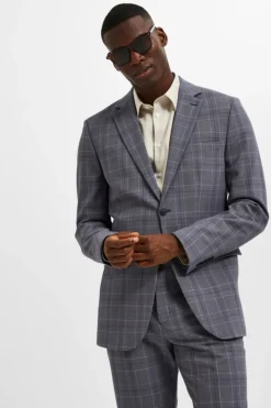 Selected Americana Slim Fit de cuadros con bolsillos Gris New