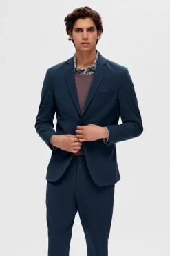 Selected Americana Slim Fit estilo punto confeccionada con Lenzing Ecovero Azul marino Online