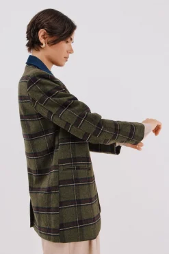 Cortefiel Americana tejido de paño Estampado verde