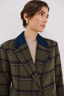 Cortefiel Americana tejido de paño Estampado verde