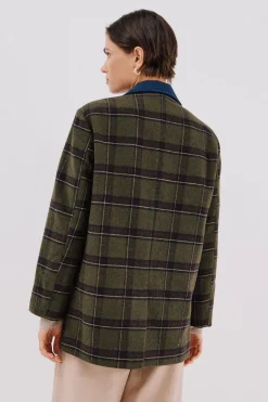 Cortefiel Americana tejido de paño Estampado verde