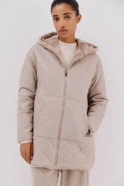 Cortefiel Anorak acolchado reversible efecto pelo Beige Online