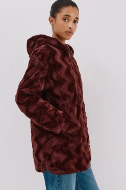 Cortefiel Anorak acolchado reversible efecto pelo Vino Discount