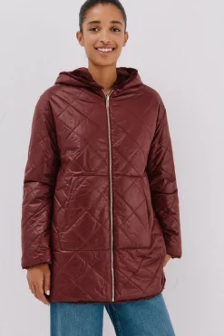 Cortefiel Anorak acolchado reversible efecto pelo Vino Discount