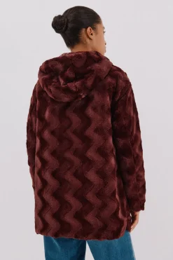 Cortefiel Anorak acolchado reversible efecto pelo Vino Discount