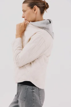 Cortefiel Anorak corto capucha sudadera Marfil Hot