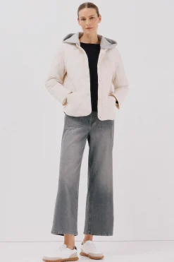 Cortefiel Anorak corto capucha sudadera Marfil Hot