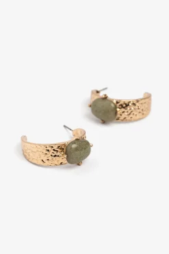 Vilanova Aros Martillados con Piedra amarillo Discount