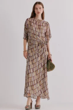 Hoss Intropia Aurora. Vestido estampado Beige Outlet