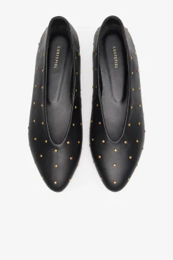 Cortefiel Bailarina tachas piel Negro Clearance