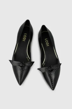 Lodi Bailarinas en piel y tachas Negro Clearance