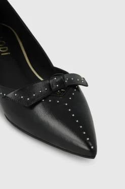 Lodi Bailarinas en piel y tachas Negro Clearance