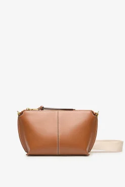 Cortefiel Bandolera básica pespuntes Marr&oacute;n New